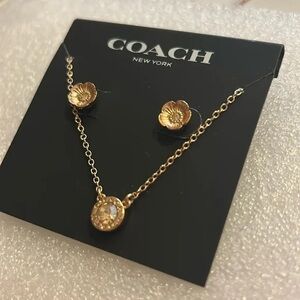 Coach Gold Floral Necklace and Earrings